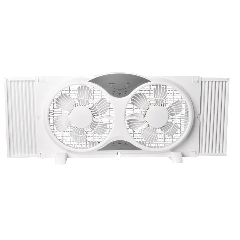 Perfect Aire 9 in. H 3 speed Electronically Reversible Twin Window Fan Remote Control