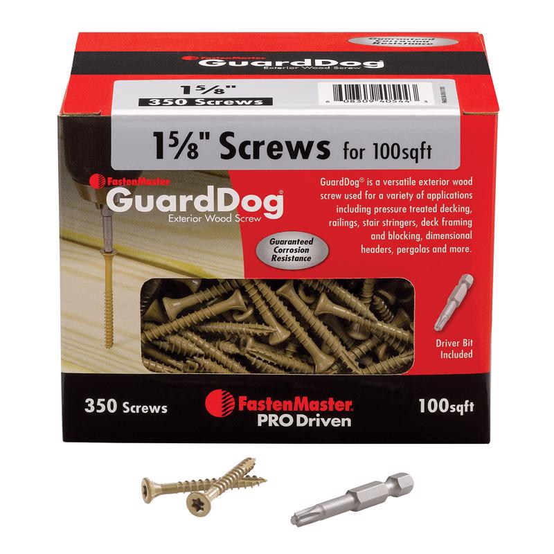 FastenMaster FMGD158-350 GuardDog No. 10 X 1-5/8 in. L Gold Phillips/Square Bugle Head Deck Screws 350 pk