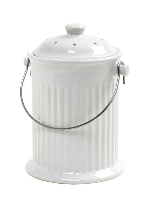 Norpro 93 White Ceramic Compost Keeper, 10.5" x 8"