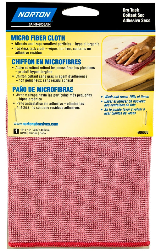 Norton 07660706038 Dry Tack Micro Fibre Cleaning Cloth, 16 inches L X 16 inches W