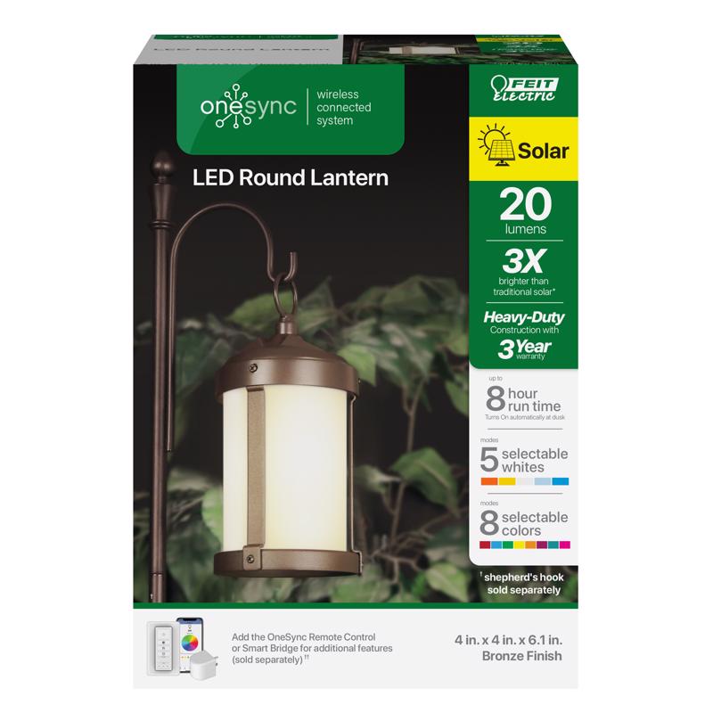 Feit Electric LAN4RNDSYCSOLBZ OneSync Hanging Lantern, Bronze