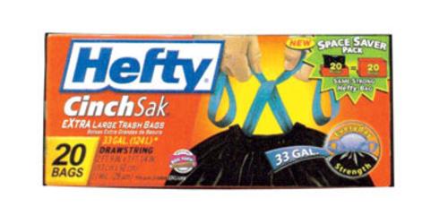 Hefty E8-6725 Chinch Sak Trash Bag 33 Gallon