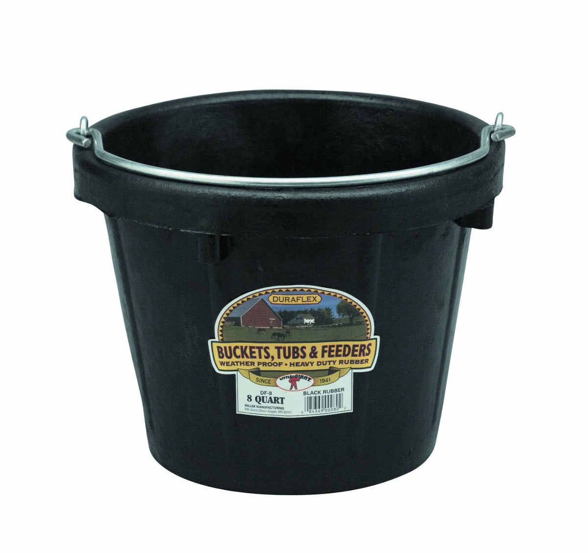 Miller DF-8 Corded Rubber Pail, 8 Qt, Black