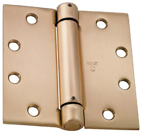 Stanley Residential Door Spring Hinge, Satin Brass, 4" x 4"