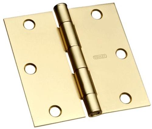 Stanley Residential Door Hinge, Satin Brass, 3.5" x 3.5"