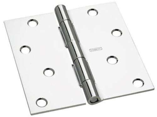 Stanley Residential Door Hinges, Bright Chrome, 4" x 4"