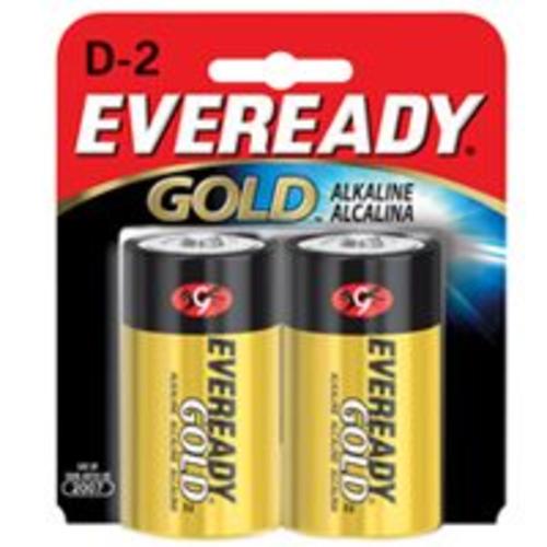 Eveready A95BP-2 Gold Alkaline Battery, D, 1.5 Volt