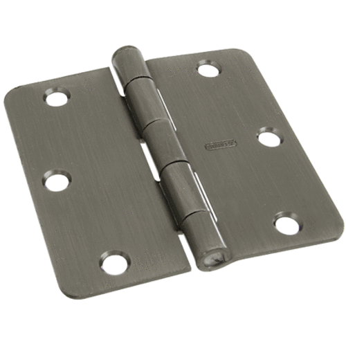 Stanley Door Hinges Round Corner Full Mortise, Antique Pewter, 3-1/2" x 3-1/2"