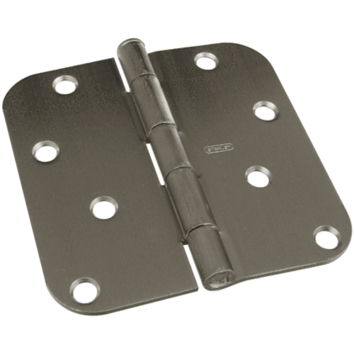 Stanley Door Hinges Round Corner Full Mortise, Satin Nickel, 4"