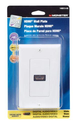 Monster 140013-00 HDMI Wall Plate, 1 Gang, White