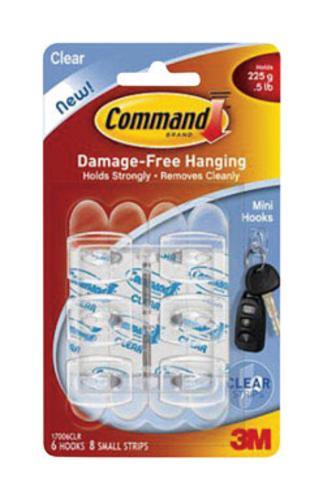 Command 17006CLR Mini Hooks With Clear Strips, 0.5 lbs