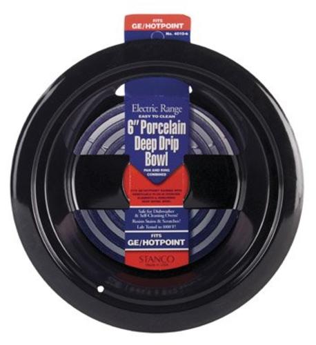 Stanco 4010-6 Electric Range Deep Reflector Bowl 6", Black Porcelain