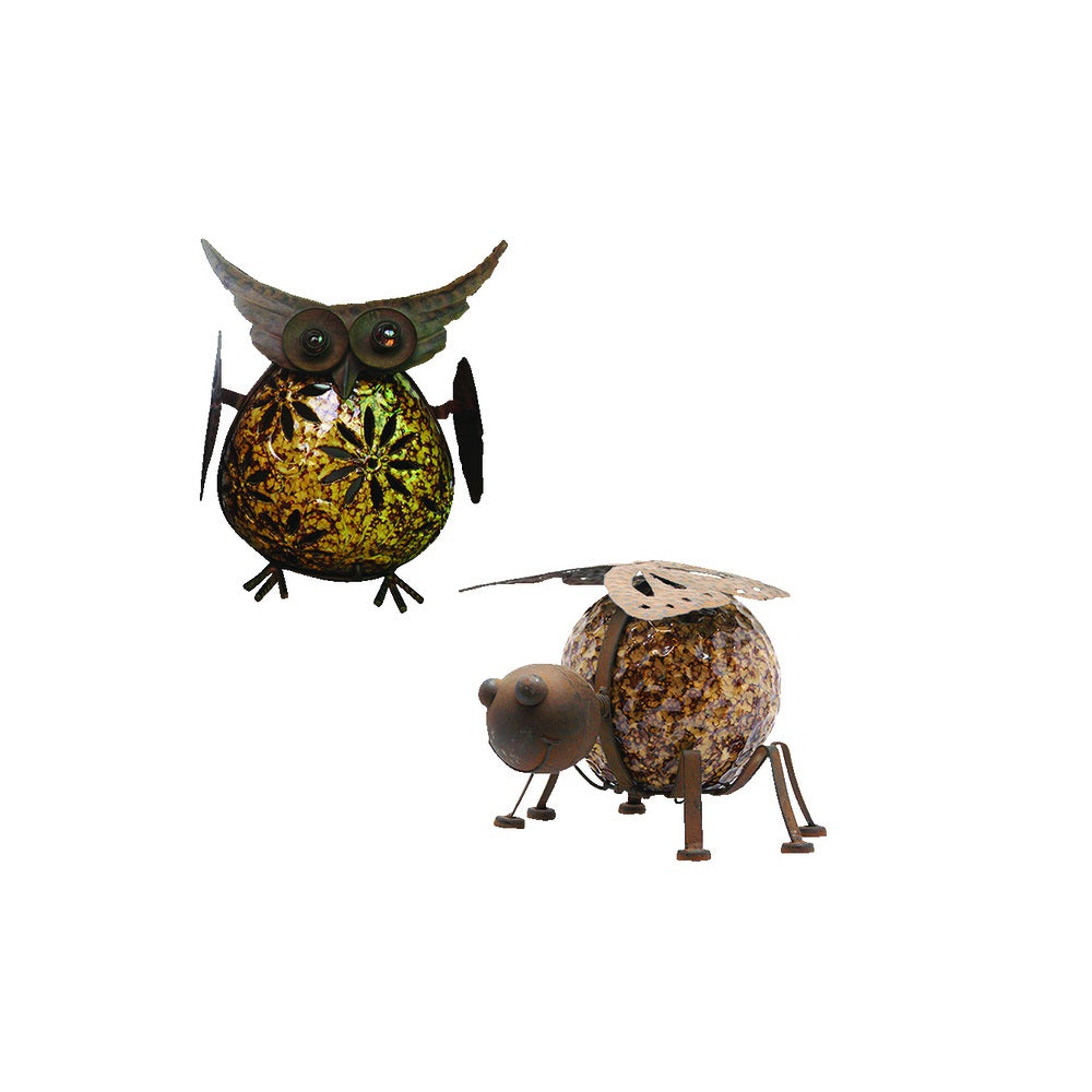 Alpine USA850A Owl & Butterfly Garden Statue, 8 Inch