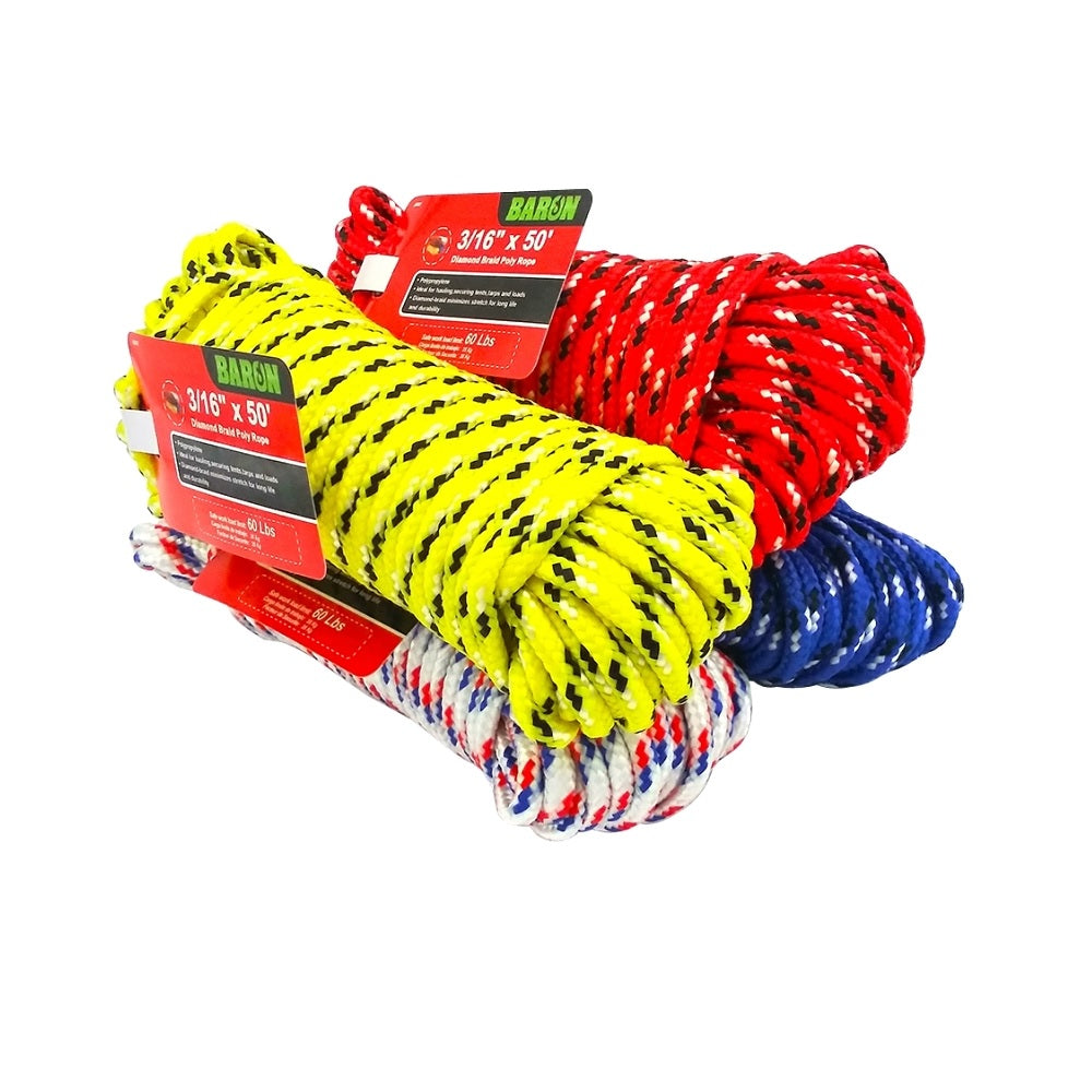 Baron 52617 Diamond Braided Poly Rope, 1/2 Inch x 100 Feet — LIfe and Home