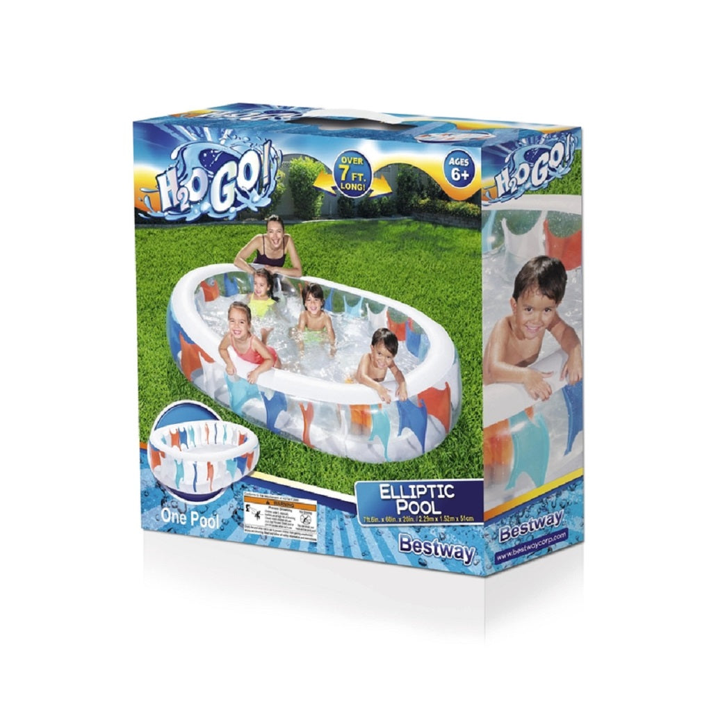 Bestway 54066E H2OGO! Elliptic Rectangular Inflatable Pool, Multicolor