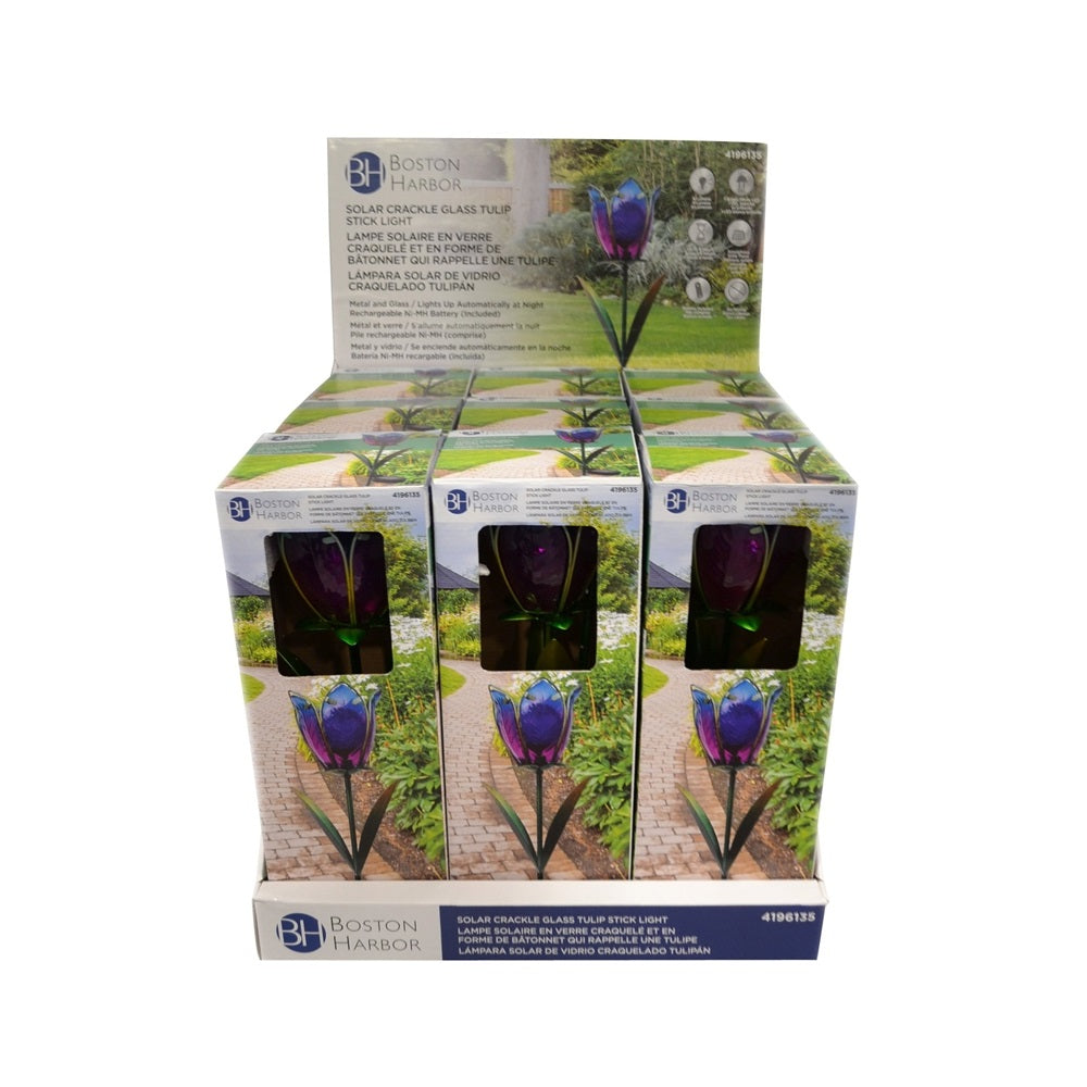 Boston Harbor 24373 Tulip Crackle Solar Stick Light