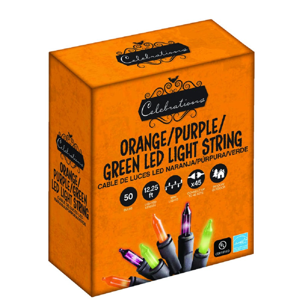 Celebrations 34763-71 Mini LED Halloween Lights, Assorted color, 50 Lights