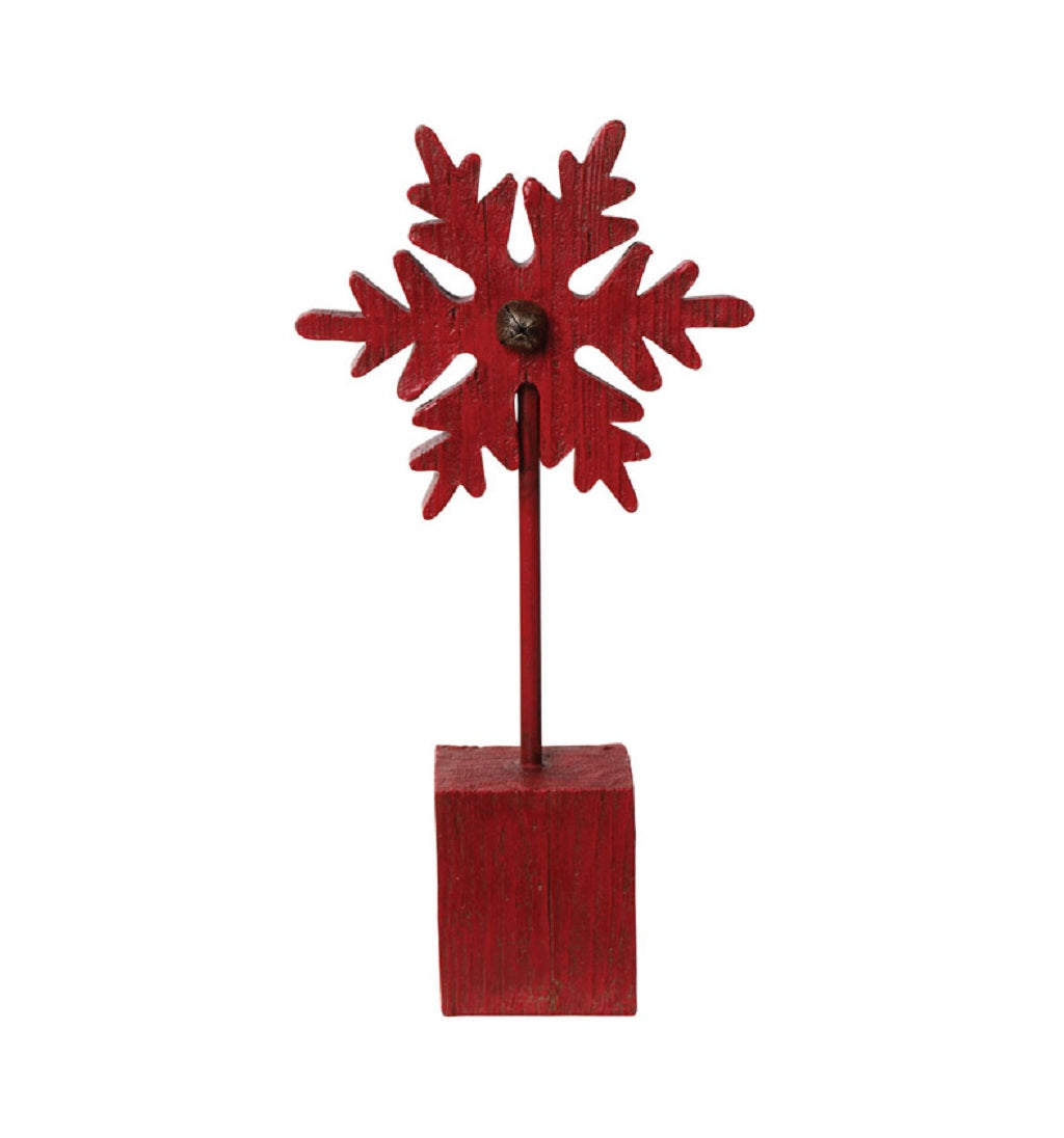 Celebrations BR180604B Snowflake Christmas Decor, Resin, Red, 11" H