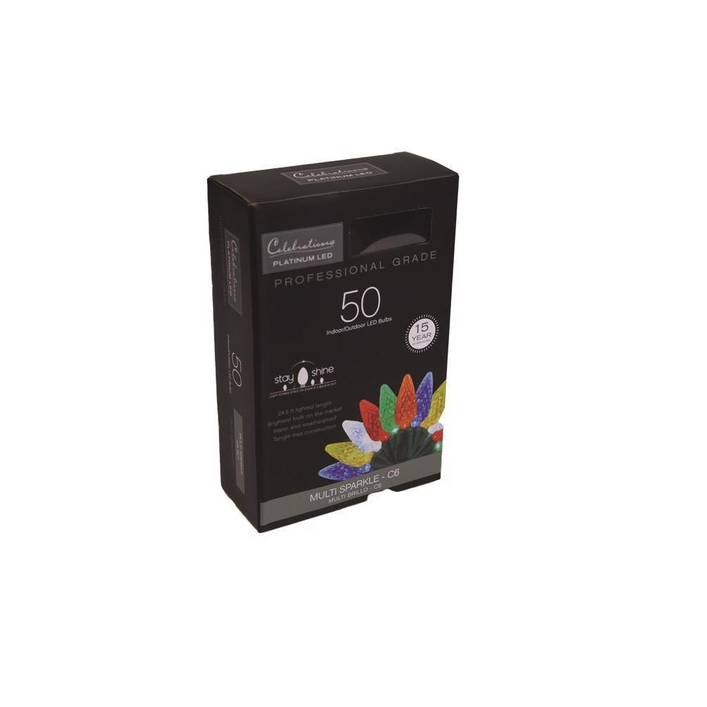 Celebrations C650RFSA Platinum LED C6 String Christmas Lights, Multico