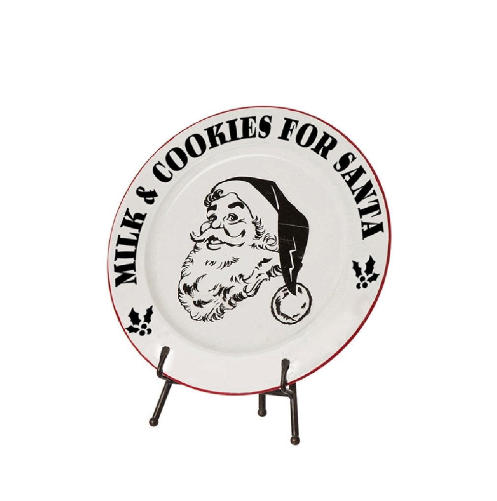 Celebrations JK48696 Enamel Christmas Santa's Milk & Cookies Plate