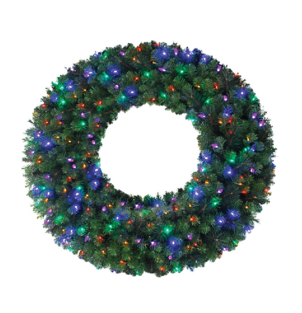 Celebrations MPWR-60-WAC6MUA Prelit Mixed Pine Christmas Wreath, 60" Dia