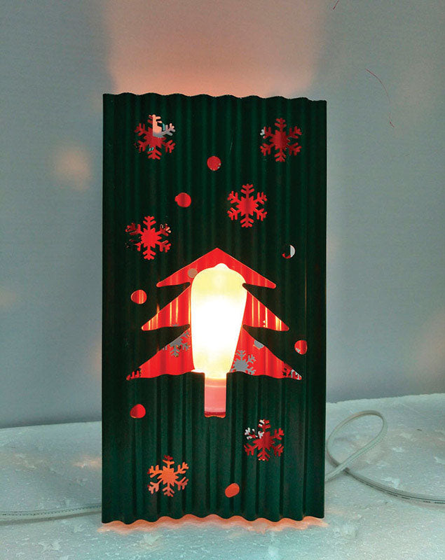 Celebrations 23124-71 Christmas Waved Tree Pathway Markers, Metal, Red/Green, 6.5'