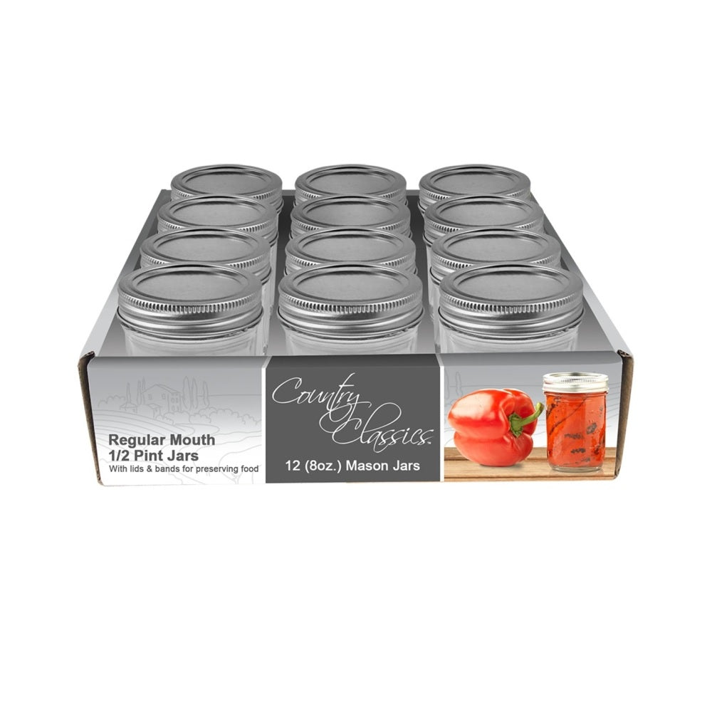 Country Classics CCCJ-008-12PK-RM Regular Mouth Canning Jar, 8 Oz