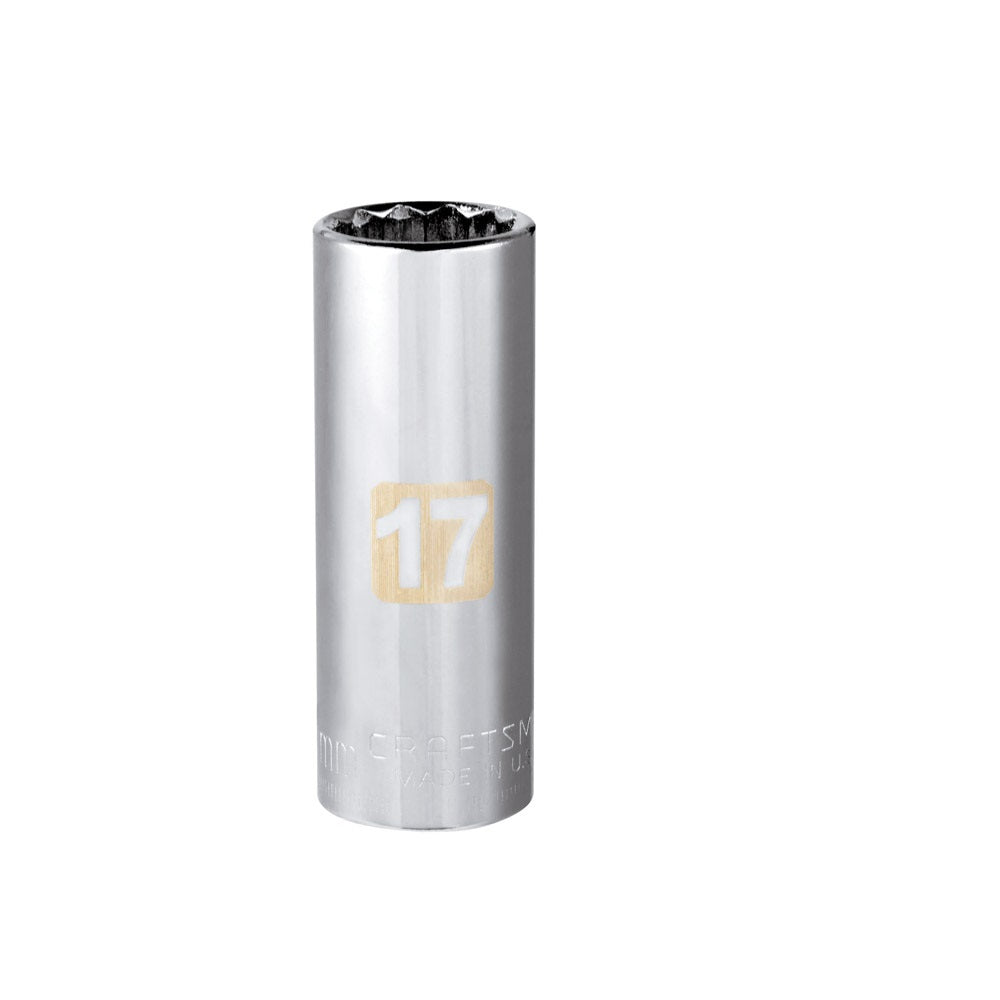 Craftsman CMMT44422 Metric 12 Point Deep Socket, 17 MM x 3/8 Inch
