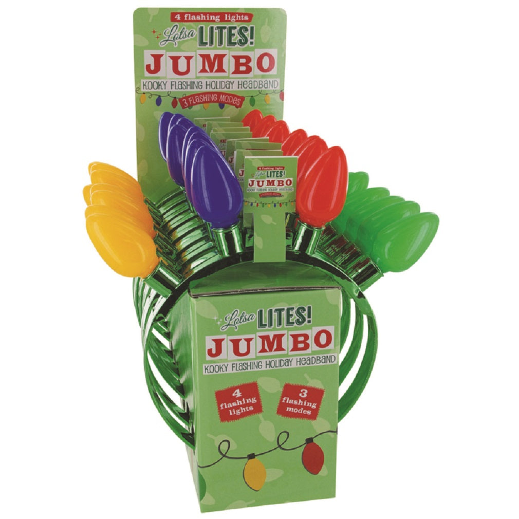 DM Merchandising X-JMBHB Lotsa Lites Christmas Lighted Headband, Assorted Color
