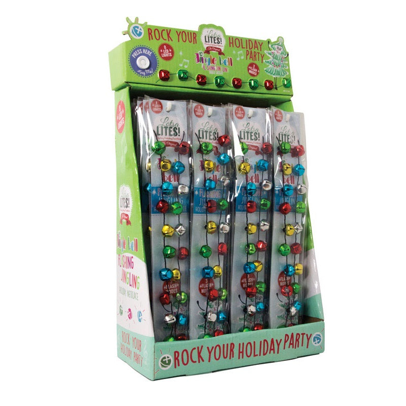 DM Merchandising X-LTJB Lotsa Lights Flashing Christmas Light Bulb Holiday Necklace, Metal