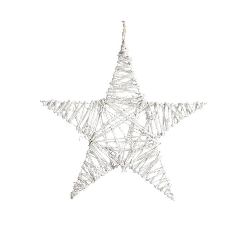 Decoris 725764 Glitter Twig Star Christmas Decoration, White