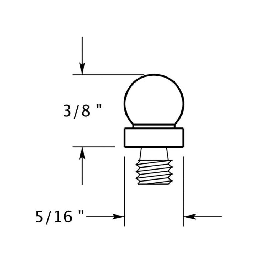Deltana CHBT3 Hinge Ball Tip, Solid Brass, Polished Brass