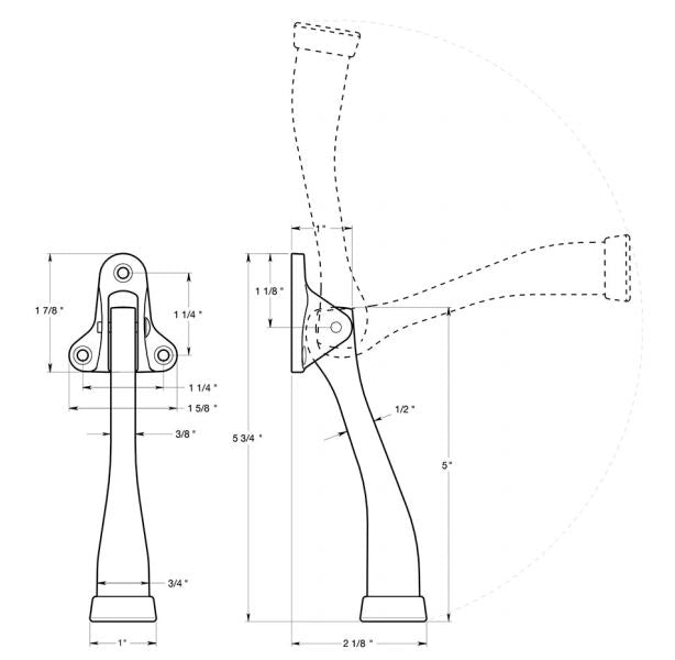Deltana DHK5CR003 Kickdown Holder, Lifetime Brass, 5"