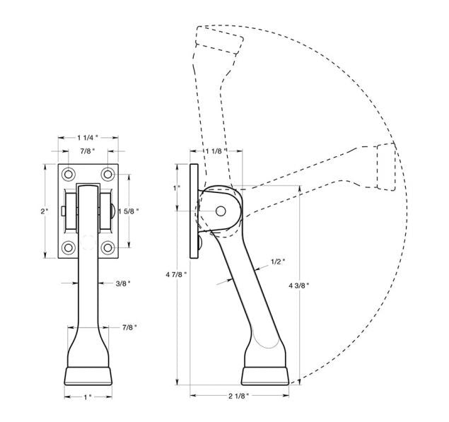 Deltana DHK4U15A Kickdown Holder, Antique Nickel, 4"