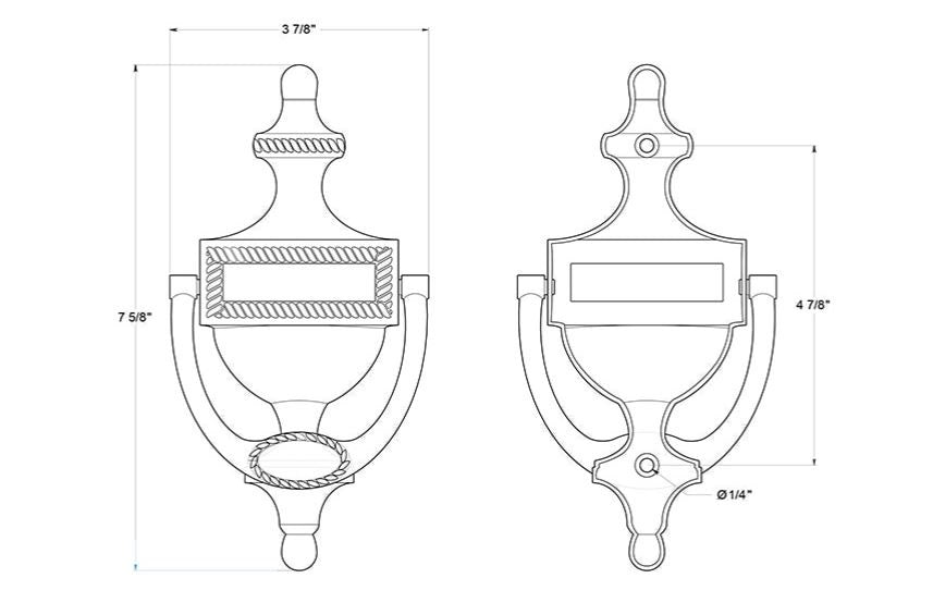Deltana DKR75U5 Door Knocker, Victorian Rope, Antique Brass