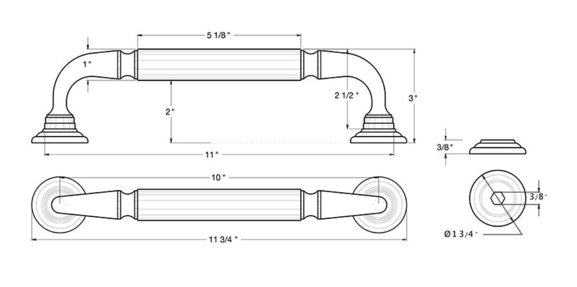 Deltana DP2578U10B Door Pull with Rosette, 10", Oil Rubbed Bronze