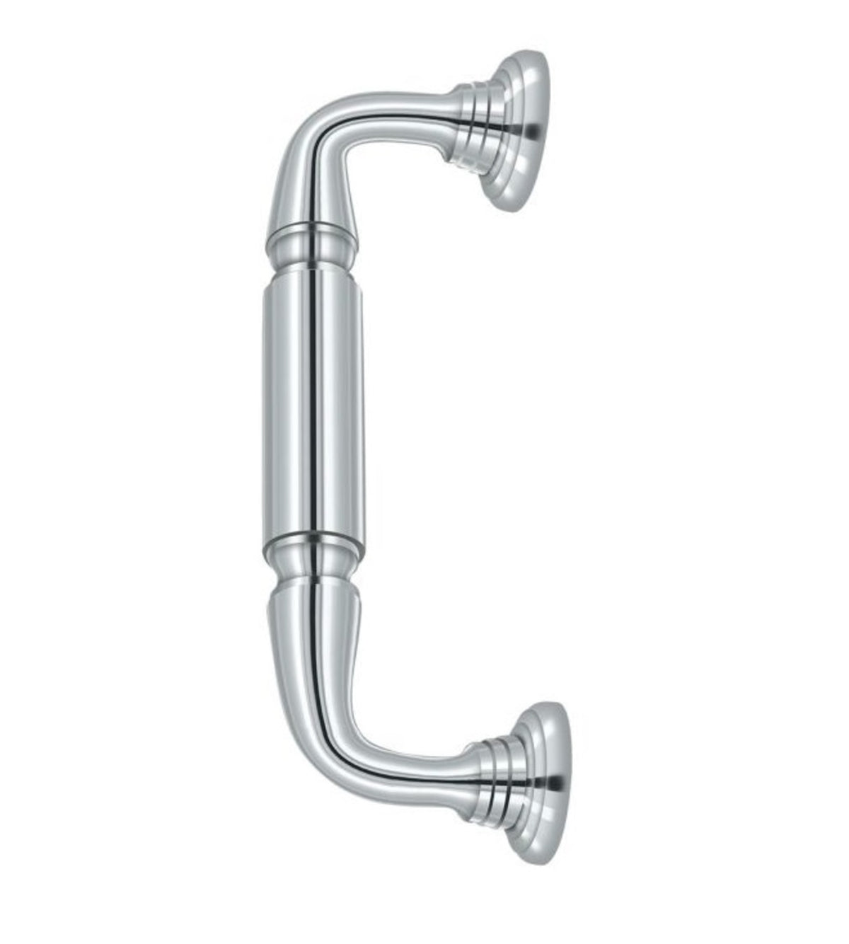 Deltana DP2576U26 Door Pull with Rosette, 8", Bright Chrome