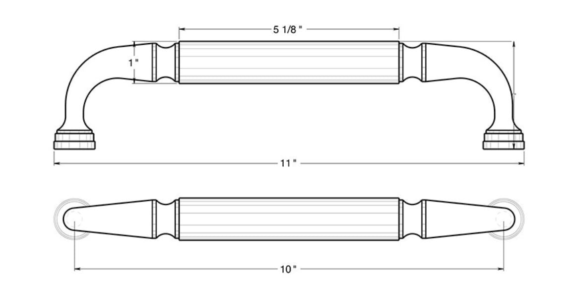 Deltana DP2575U3 Door Pull without Rosette, 10", Bright Brass