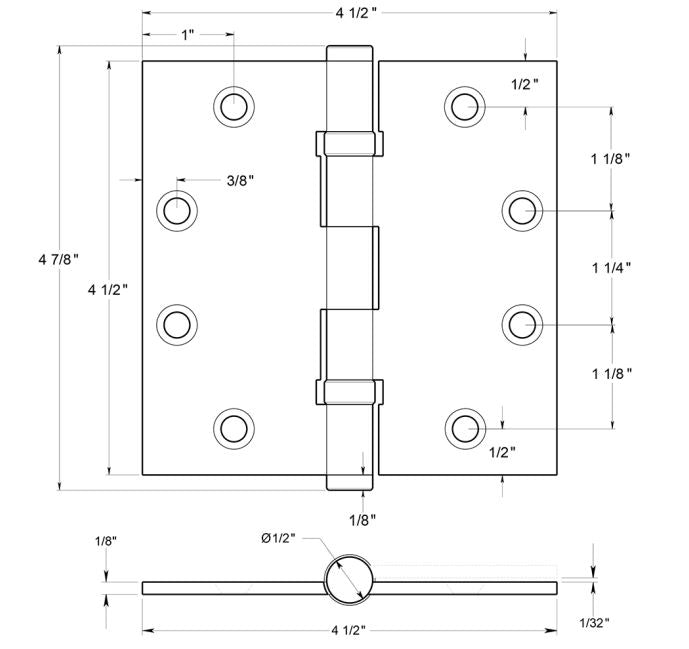 Deltana DSB45B10B Ball Bearings Square Hinge, Oil Rubbed Bronze