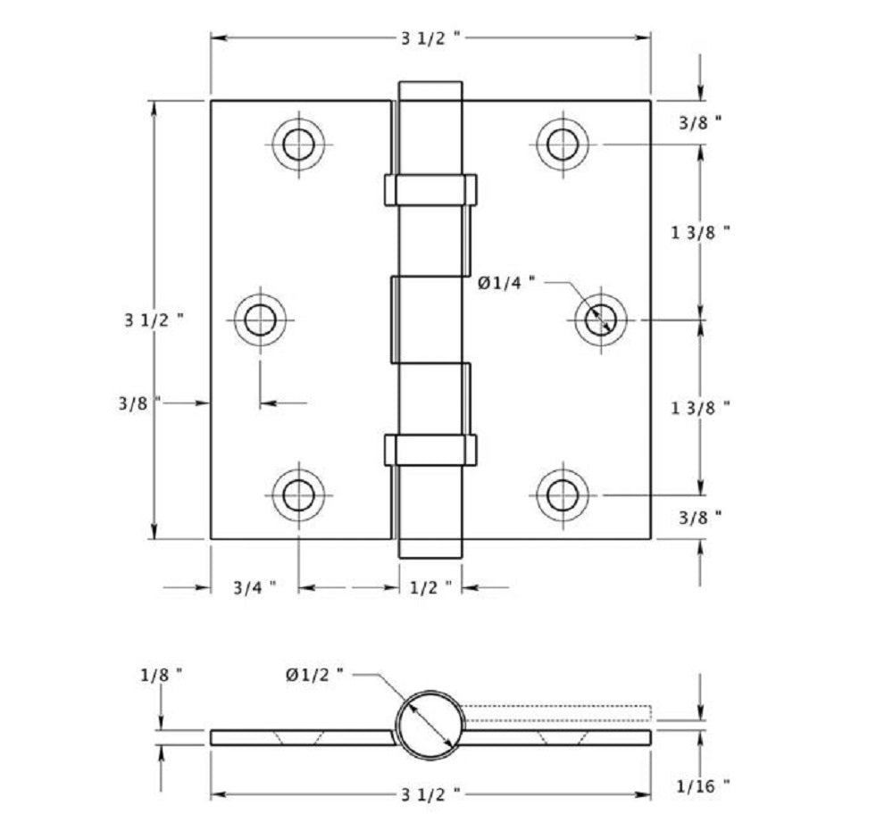 Deltana DSB35B10B Square Hinge, Ball Bearings, Oil Rubbed Bronze, 3-1/2" x 3-1/2"