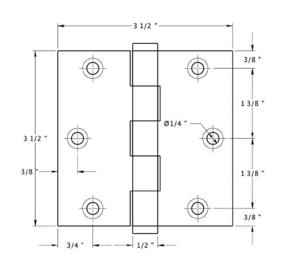 Deltana DSB3510BD Square Hinge, Bronze Dark, 3-1/2" x 3-1/2"