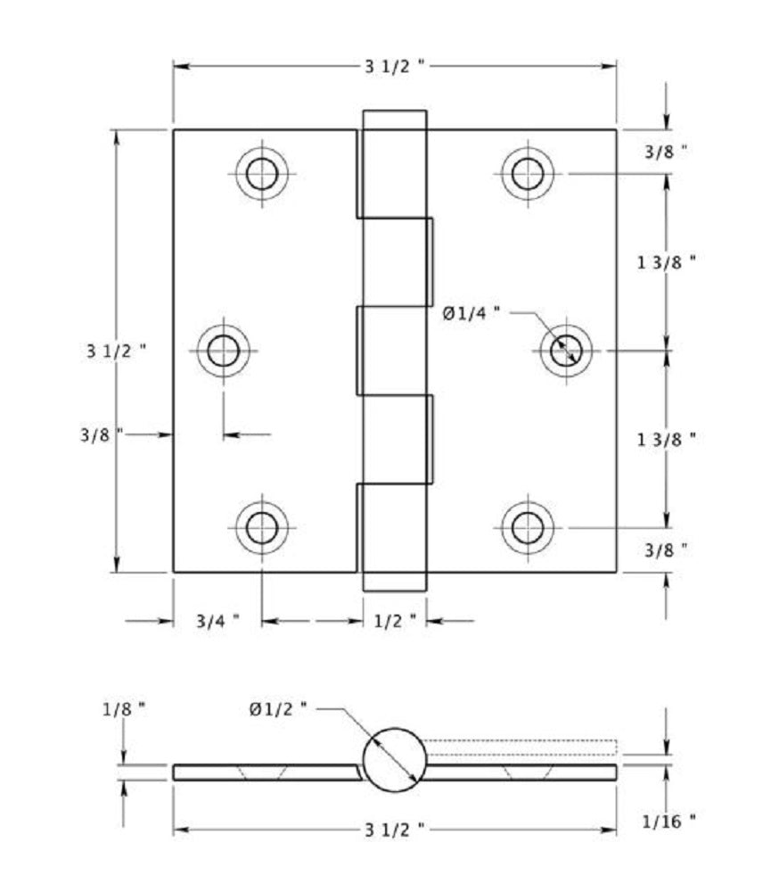 Deltana DSB3510BM Square Hinge, Bronze Medium, 3-1/2" x 3-1/2"