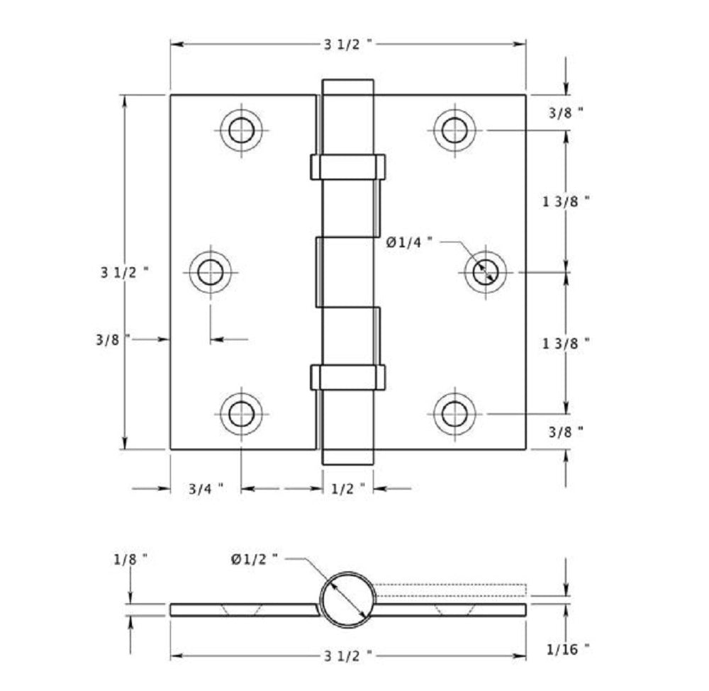 Deltana DSB35B5 Square Hinge, Ball Bearings, Antique Brass, 3-1/2" x 3-1/2"