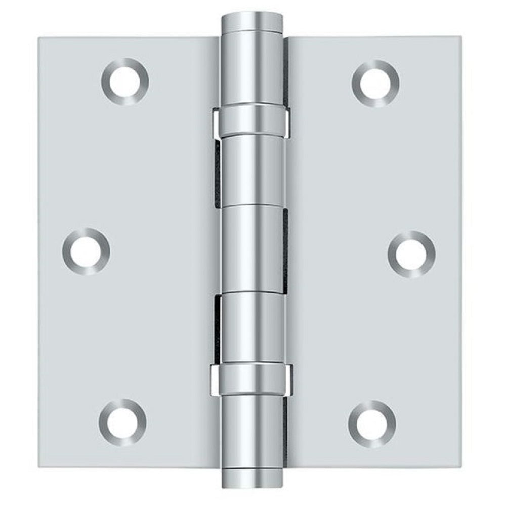 Deltana DSB35B26 Square Hinge, Ball Bearings, Bright Chrome, 3-1/2" x 3-1/2"