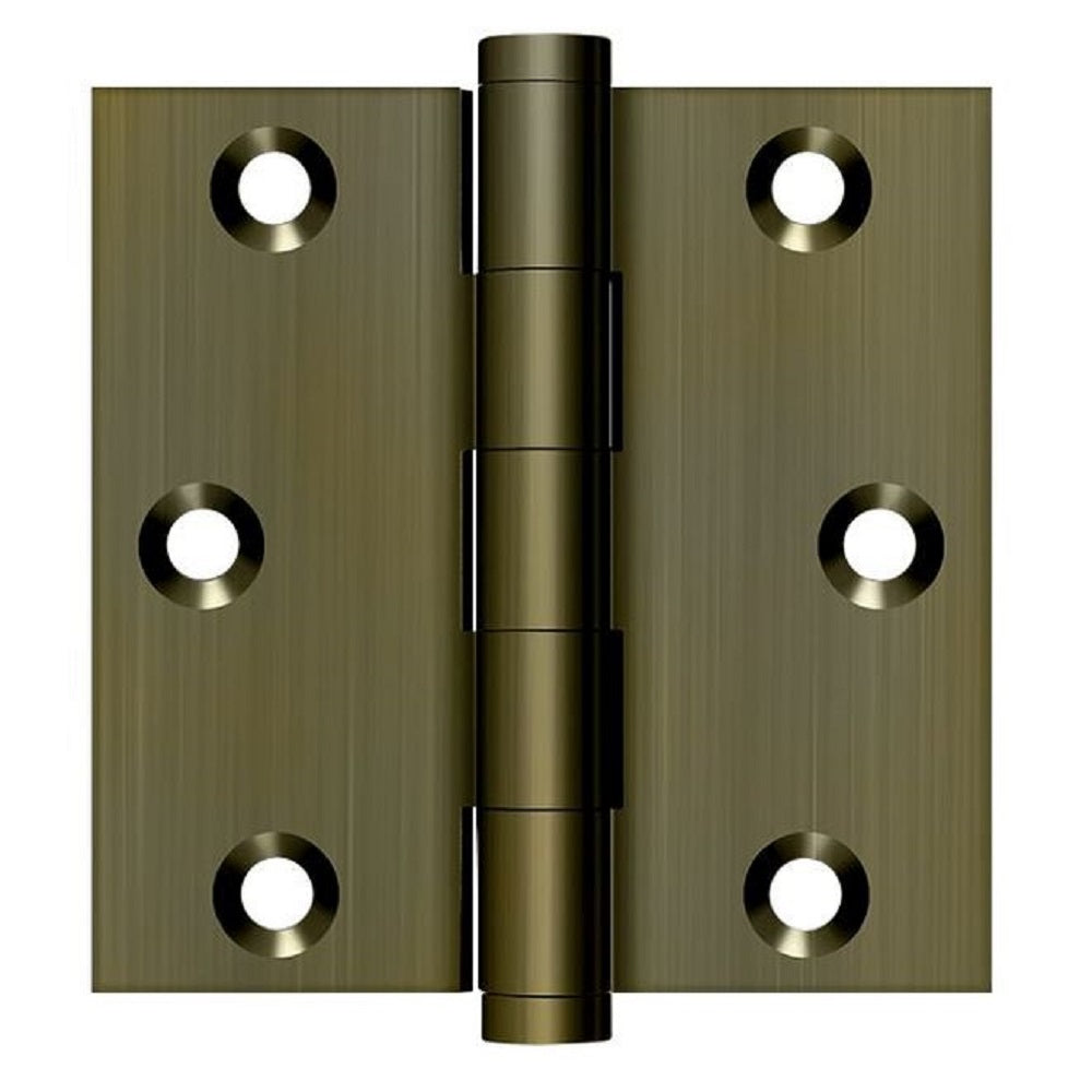 Deltana DSB35 Square Hinge, Antique Brass, 3" x 3"
