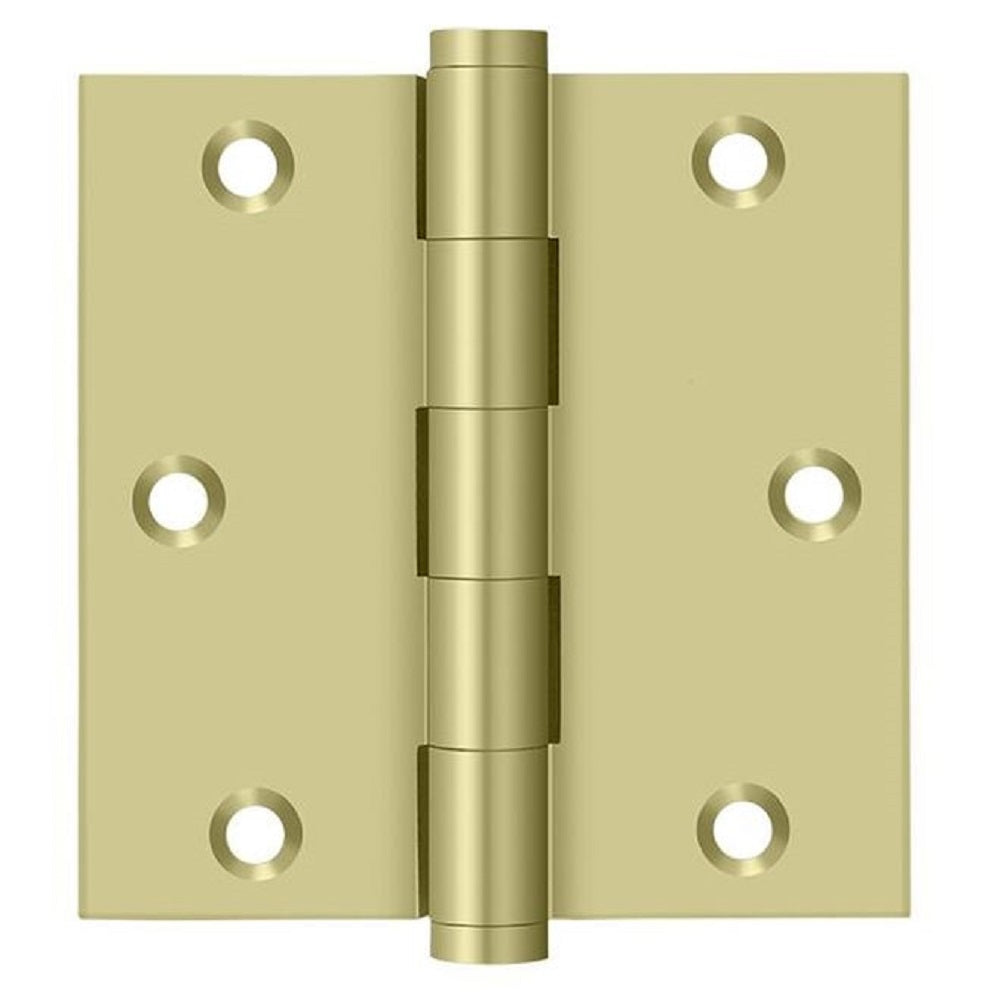 Deltana DSB353-UNL-R Square Hinge, Residential, Unlacquered Bright Brass, 3-1/2" x 3-1/2"