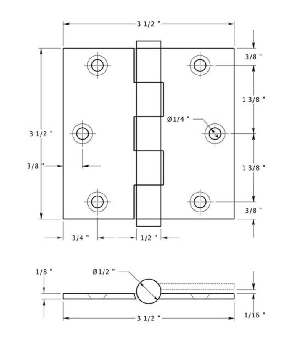 Deltana DSB3510WL Square Hinge, White Bronze Light, 3-1/2" x 3-1/2"