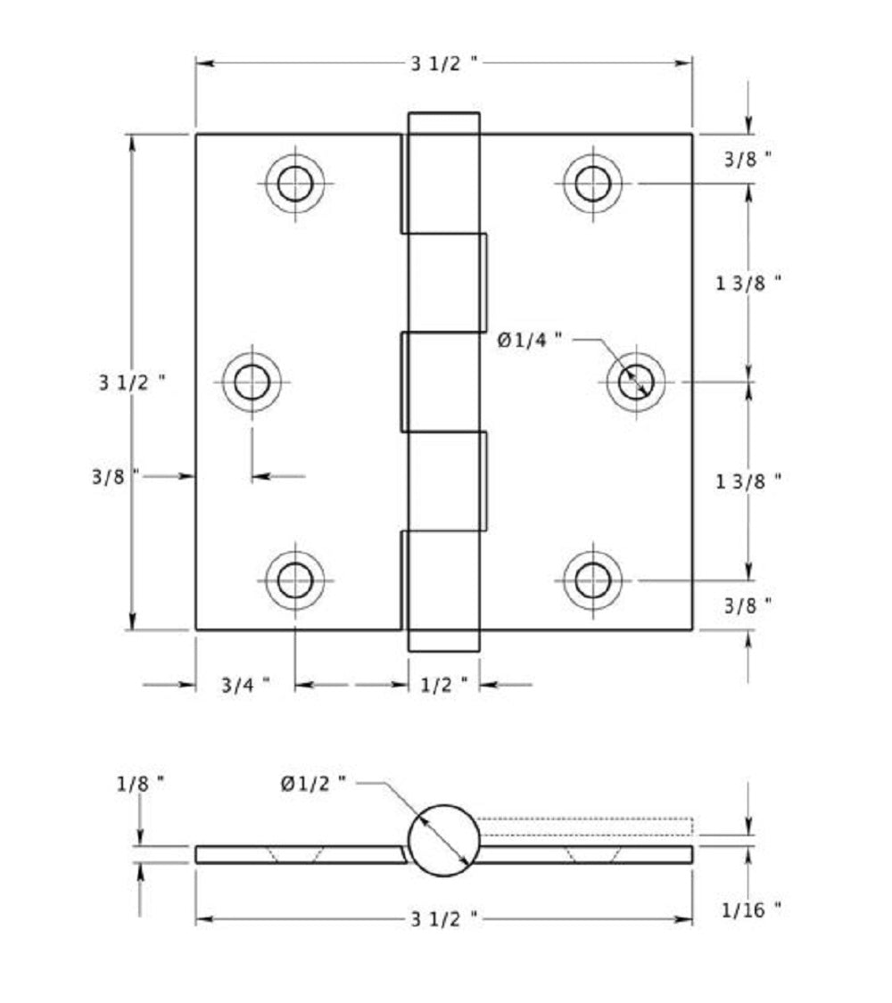 Deltana DSB3510WM Square Hinge, White Bronze Medium, 3-1/2" x 3-1/2"