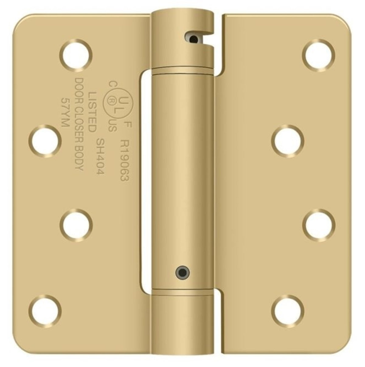 Deltana DSH4R44 Spring Hinge, Satin Brass, 4" x 4" x 1/4"