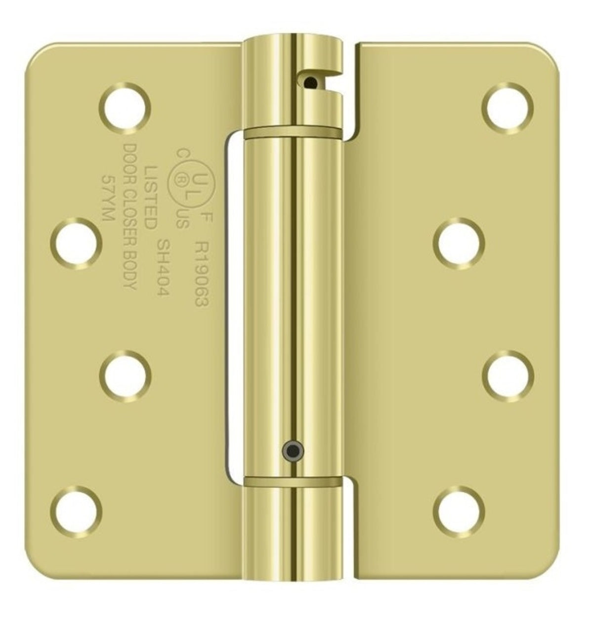 Deltana DSH4R43 Spring Hinge, Bright Brass, 4" x 4" x 1/4"